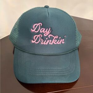 Teal 'Day Drinkin'' Mesh Trucker Hat with Pink Embroidery